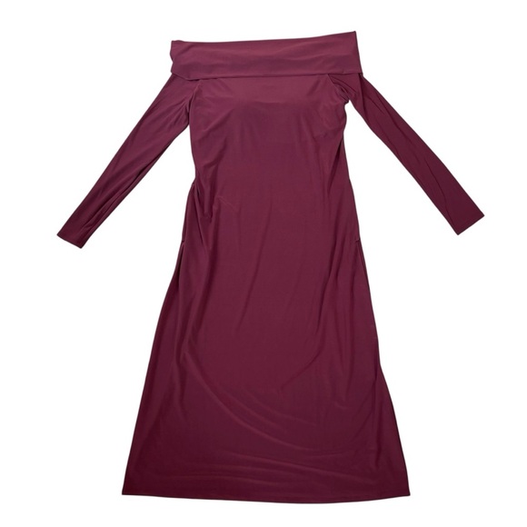 Soma Matte Jersey Midi Bra Dress In Cabernet Off The Shoulder Women’s Sz M NWT - Picture 2 of 8